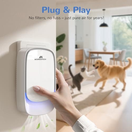 Morrerfresh Air Ionizers, Plug in Negative Ion Air Purifier, Pet Odor Eliminator for Dogs/Cats, Ozone Free Quiet Air Freshener for Small Spaces/Cat Litter Room, Kitchen, Smoke Dust, Mini Air Cleaner 6