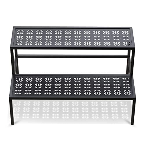 Metal Plant Stand Metal 2 Tier Potted Multiple Flower Pot Holder Plant Shelf Indoor Plants Multiple,Outdoor Heavy Duty Planter Display Shelving Unit for Patio Garden Corner Balcony Living Room(Black)