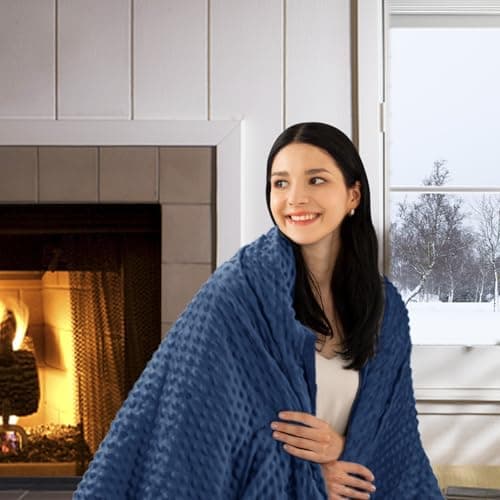 yescool Weighted Blanket with Cover for Adults (15 lbs, 48" x 72", Cobalt Blue) Heavy Blanket for Sleeping Perfect for 140-160 lbs, Twin Size Breathable Blanket with Premium Glass Bead 7