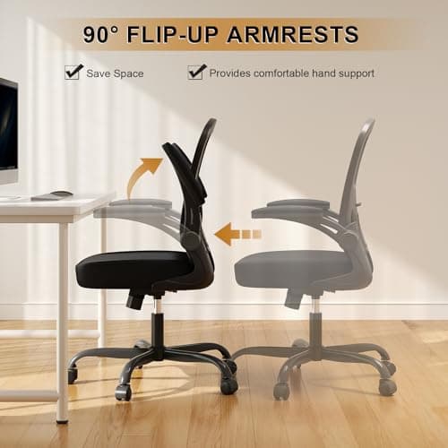 Office Chair, Ergonomic Desk Chairs 330LBS Capacity High Back Mesh Computer Chair with Flip-up Armrests, Comfy Work Chair with Adjustable Lumbar Support, Rolling Chair 5