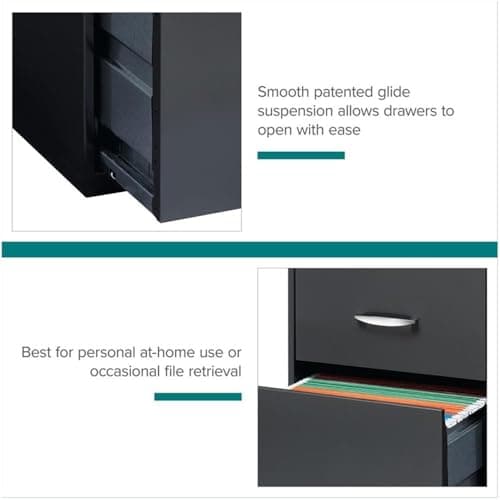 Scranton & Co 3-Drawer Metal Filing Cabinet, 27.32" H x 14.25" W x 18.00" D, Charcoal Finish, Lockable Lateral File Cabinet for Home or Office Organization, Letter Size Hanging File Storage 9