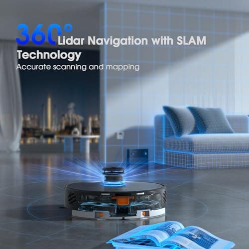 Robot Vacuum and Mop Combo, Robotic Vacuums Cleaner with LiDAR Navigation, Smart Mapping, Strong Suction, with WiFi/App/Alexa/Voice Control, Obstacle Avoidance, for Home, Wood/Hard Floors, Pet Hair 5