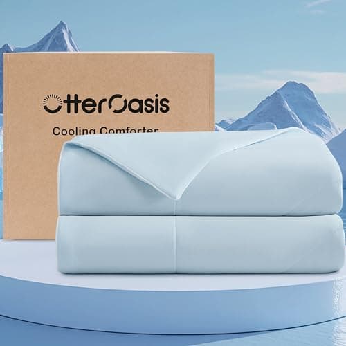 OtterOasis Cooling Comforter Oversized King for Hot Sleepers, 108"x90" Summer Cooling Blanket for Night Sweats, Silk Soft Lightweight Breathable All-Season Blue Cooling Quilt Blanket
