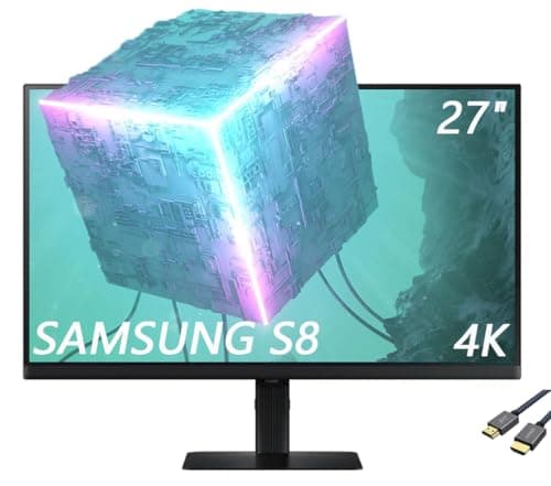 Samsung 27" ViewFinity S8 Series 4K UHD(3840 x 2160) Monitor, 60Hz, 5ms, HDR10, DisplayPort, HDMI, USB, Height Adjustable Stand, Black, with HDMI Cable