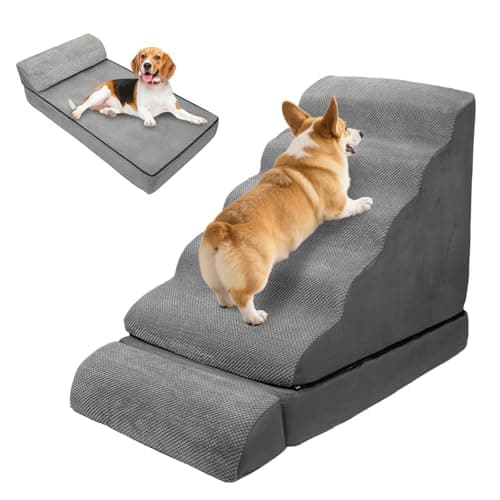 Dog Stairs & Steps for High Beds 30 Inches Tall, LitaiL 6 Steps Pet Stairs/Steps for Beds 24-30inch High for Small Large Dogs, Non-Slip Dog Ramps/Ladder for Old Dogs/Cats
