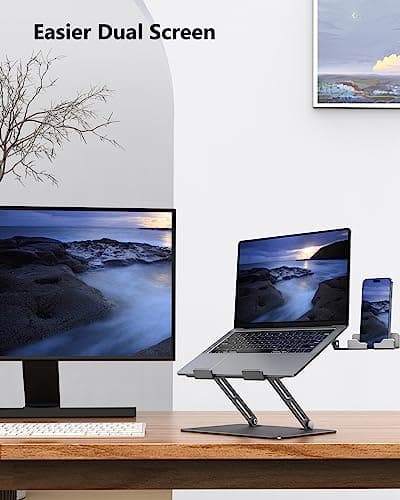 JCZT Laptop Stand for Desk, Adjustable Aluminum Laptop Computer Stand, Foldable Ergonomic Computer Stands with Phone Holder for MacBook Air, Pro, Dell XPS, HP 10-16'' Devices - Grey 7