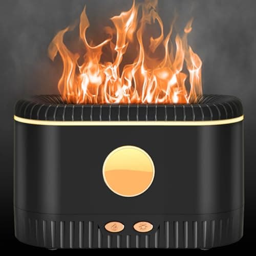 e-hooy Diffuser, 200ml Colorful Flame Air Aroma Diffuser Humidifier, Noiseless Aromatherapy Diffuser with Auto-Off Protection for Home, Office, Bedroom, Gift (LA0630-black)