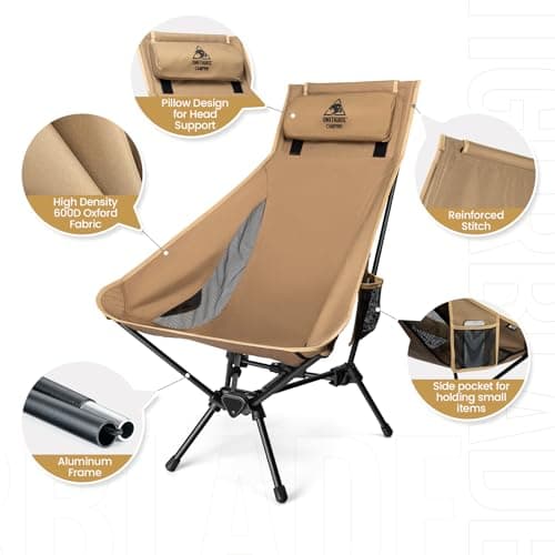 ONETIGRIS Tigerblade High Back Camping Chair with Pillow Design, Comfortable Widened Seat Folding Chair 7