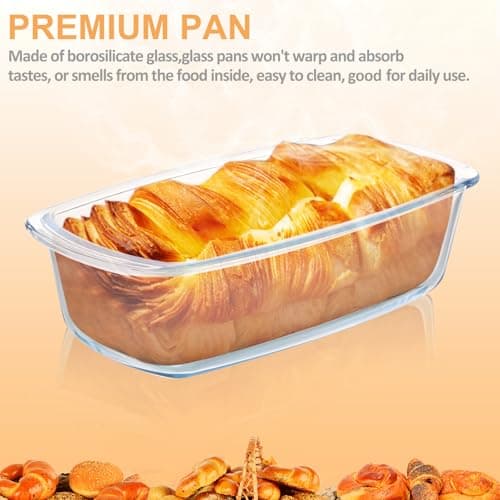 M MCIRCO 6-Piece Glass Loaf Pan with Lids Set, Meatloaf Pan With Airtight Lids, Loaf Pan For Bread, Cake, Pastries, Easy Grip, Fridge-to-Oven (1800ML/1.9Qt/ 7.2 Cups) 5