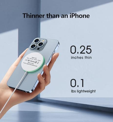 2 Pack Magnetic Wireless Charger 15W Fast Apple Mag-Safe Charger for iPhone 16/15/14/13/12 Series Magnet Wireless Charging Pad for AirPods 3/2/Pro Mag Safe Charger with 5ft Dual Charging Port Cable 7