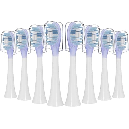 Iemegumi Replacement Electric Toothbrush Heads Compatible with Philips Sonicare Toothbrush - Advanced Whitening and Gum Care - Medium Bristle, Snap-on Handles, 8-Pack, Purple