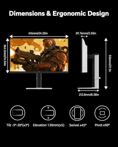 KTC 27 Inch Gaming Monitor 200Hz, 1440P Monitor with Speakers, Up to 210Hz Computer Monitors Fast IPS 1ms, 131% sRGB, Adaptive Sync, Tilt/Swivel/Pivot/Height Adjustment, HDMI DisplayPort, White H27T6 9