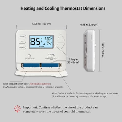 Programmable Thermostat for Home, 5-1-1 Day Programmable Digital Energy-Saving Thermostat，Multi-Stage, 2 Heat/2 Cool, Advanced Thermostat for Enhanced Home HVAC Systems，White Backlight 6