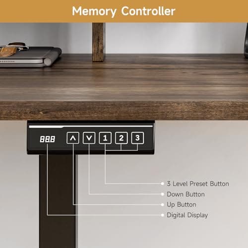 ONBRILL L Shaped Standing Desk with File Cabinet, 63x24'' Electric Stand Up Desk with Monitor and Storage Shelf, Adjustable Height 28-46'' for Home and Computer Workstation, Walnut 9