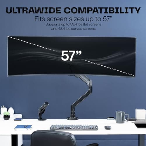 VIVO Heavy Duty Ultrawide Monitor Arm for 57 inch Screens up to 59.4 lbs, Desk Mount TV and Monitor Stand Designed for Samsung Odyssey Ark, Neo G9, ViewFinity S9, and More, Black, STAND-GT57 6