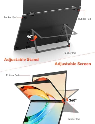 HotYeah Triple Laptop Screen Extender, 15.6" 1080P FHD IPS Folding Stacked Portable Dual Monitor, USB C Travel Extended Computer Display w/VESA, 180°Rotation, Plug & Play for Laptops (Windows Only) 6