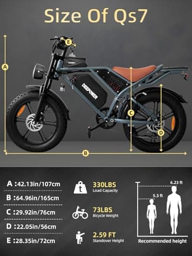 DEEPOWER Electric Bike for Adults,1500W Peak Motor,30MPH Ebike,48V 960WH Battery, 35-50 Miles,20" Fat Tire Electric Dirt Bike, Shaman0 7-Speed Ebikes 9