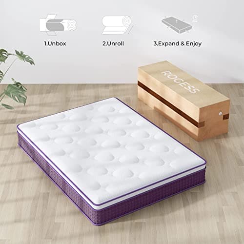 REGOSS Full Mattress, 10 Inch Hybrid Full Mattress, Full Size Mattress in a Box, Plush Foam Mattress with Individually Pocketed Coils, Motion Isolation for Pressure Relief, Medium Soft 7