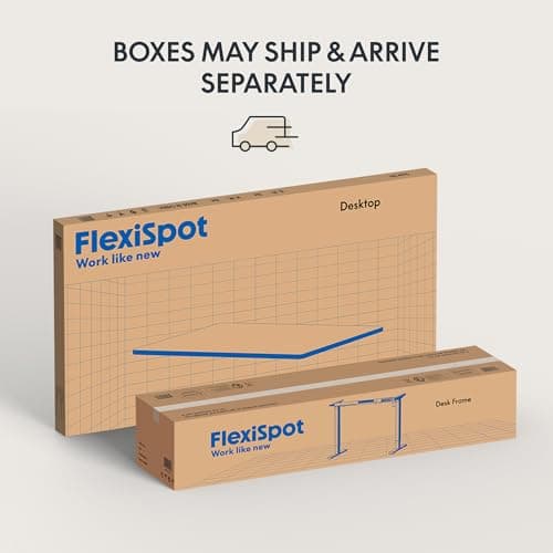 FLEXISPOT EN2 Whole-Piece Standing Desk with Clamp Power Strip, 48 x 30 Electric Stand Up Height Adjustable Desk with Cable Management (White Frame + 48" White Desktop, 2 Packages) 9