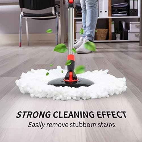 Spin Mop and Bucket with Wringer Set on Wheels, 360° Spinning Mop Bucket System with 3 Microfiber Mop Replacement Heads and 61" Stainless Steel Adjustable Handle for Floor Cleaning (25QT) 7
