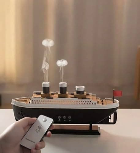 HIROGA Essential Oil Diffuser Titanic Humidifier 260ml, Cool Mist Ultrasonic Aroma Aromatherapy Diffuser with Remote Control 7 Light 2 Mist Mode Auto Shut-Off for Bedroom Office Hotel (White)