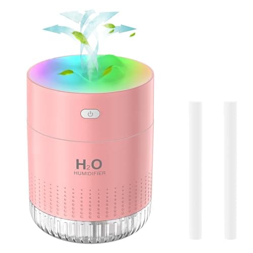 Portable Small Humidifiers for Bedroom Baby, Rechargeable Mini Cool Mist Plant Humidifier for Plants, Quiet Desktop Humidifier with 2 Working Modes & Colorful Night Light for Travel, Office, Bedroom