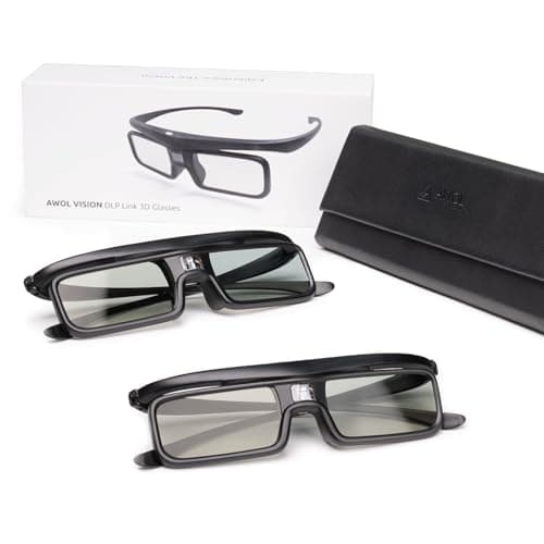AWOL VISION DLP Link 3D Glasses, Rechargeable Active Shutter Eyewear compatible LTV-3000 Pro and LTV-3500 Pro, Vanish TV & other DLP-LINK 3D projectors (2 Packs)