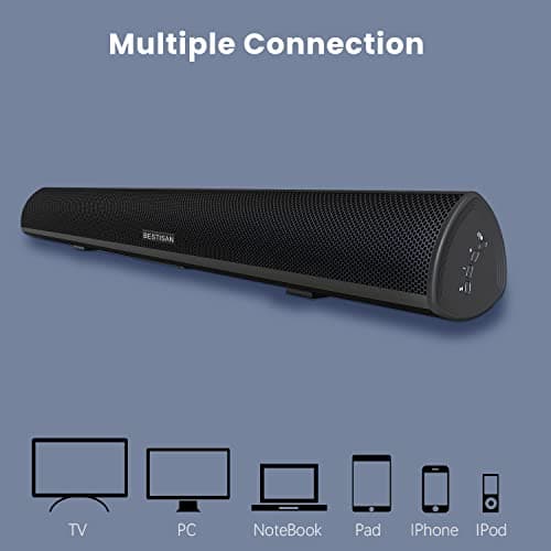 Sound bar, BESTISAN Soundbar Wired and Wireless Bluetooth 5.0 HDMI-ARC Speaker for TV (28 Inches, HDMI-ARC Connection, Optical Cable Included, DSP, Bass Adjustable, Wall Mountable) 6