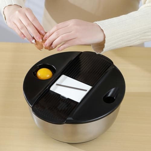 supernal Salad Spinner Stainless Steel Large,Vegetable Washer with 5.3 Qt Bowl,Salad Chopper Bowl,Nesting Bowls with Graters,Large Mixing Bowl Bowls for Kitchen With 5 Grater 6