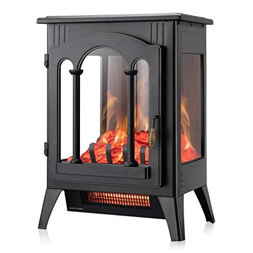 Xbeauty 23'' Electric Fireplace Stove, Freestanding Fireplace Stove with Adjustable Realistic 3D Flame Effect, Overheating Protection, 1000W/1500W