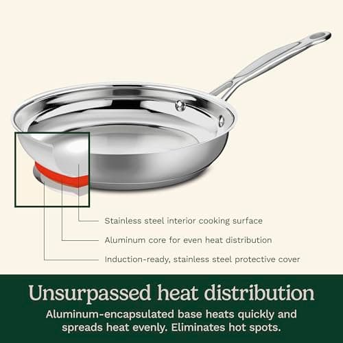 Cuisinart 7-Piece Stainless Steel Pots and Pans Set, Cookware Set Compatible with Induction, Electric, Gas Cooktops, Aluminum Core for Quick Even Heat, Cool Grip Handles, Dishwasher Safe, Oven Safe 3