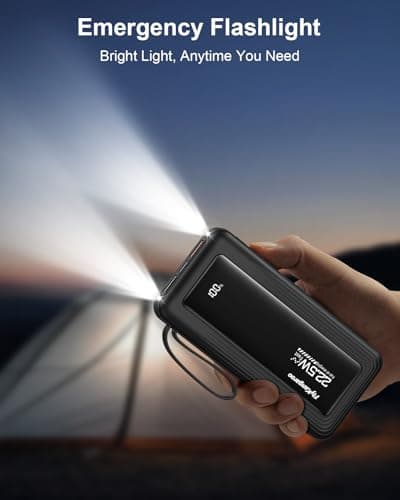 FlyKangaroo Portable Charger with Built in Cables, Slim 10000mAh Fast Charging 22.5W Power Bank USB C LED Display Battery Pack 6 Outputs & 2 Inputs for iPhone Samsung Pixel LG Moto iPad 8