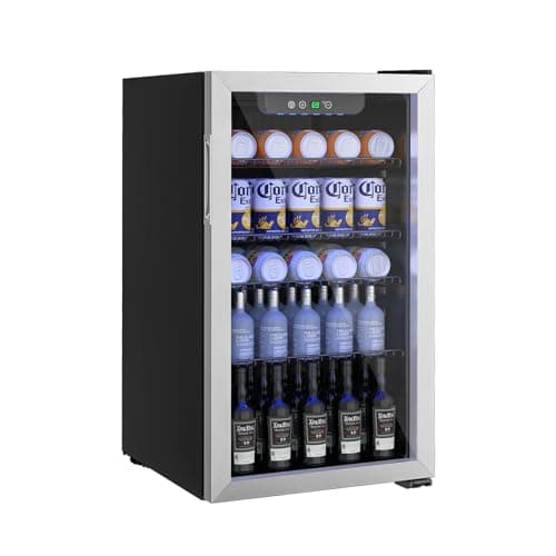 Erivess 3.1 Cubic Feet/110 Can Beverage Refrigerator,17 Inch Fridge with Adjustable Shelve & LED Display for Soda Beer or Wine, Drink Refrigerator for Home Bar Office(Silver) 8