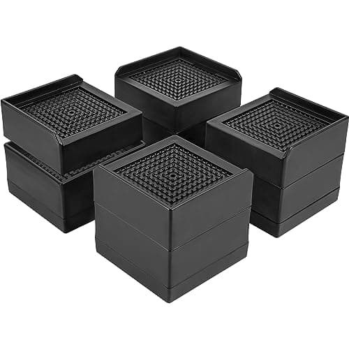 BTSD-home Bed Risers Heavy Duty Adjustable Furniture Risers Elevation in Heights 1 or 3 Inch Bed Frame Lifts Risers for Dorm Beds, Sofas 4 Pack Black Square