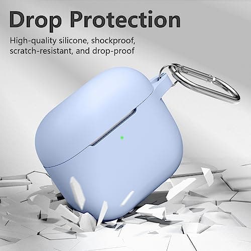 SNBLK Compatible with AirPods 3rd Generation Case Cover 2021, Soft Silicone Shock-Absorbing Protective AirPods 3 Case Skin with Keychain, Support Wireless Charging, Front LED Visible, Light Blue 8