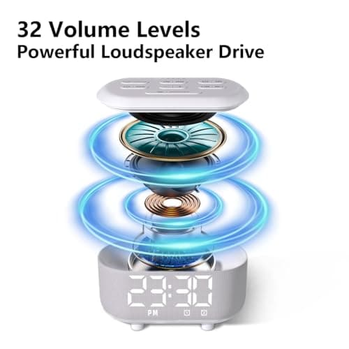 Small Digital Alarm Clock for Bedrooms Sound Machine with 30 Soothing Sound Plug in Desk Clock with Night Light Noise Machine Battery Backup 15 Wake up Sound Clock for Teen Kid Heavy Sleeper Snooze 7