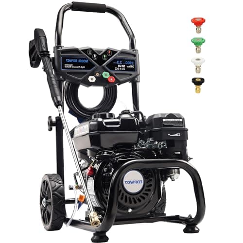 Ezasin Gas Pressure Washer 3500 PSI, 2.3 GPM Heavy Duty High Power Washer,209CC 7HP Engine with 25Ft Pressure Hose, Axial Aluminum Pump, Soap Tank, 4 Quick Connect Nozzle (Black)