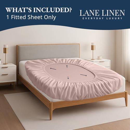 Lane Linen 100% Organic Cotton Twin Size Fitted Sheet Only (39"x75") - Super Soft 100% Cotton Twin Fitted Sheet - Lightweight & Durable Cotton Bed Sheet - Sepia Rose 6