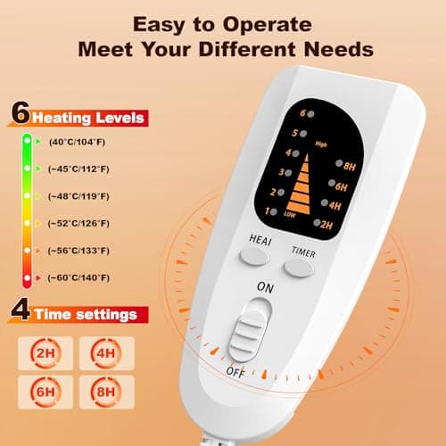 Electric Foot Warmer, Rapid Heating Pad for Feet, 6-Level Heating Feet Warmers Washable, Heated Slippers Christmas Gift for Women Men 5