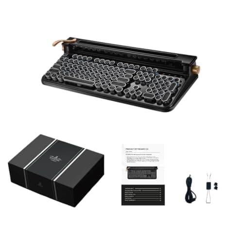 FINEDAY Keyboard 2.0 Plus, 2.4G Wireless & Bluetooth, 104 Keys, Blue Switch, 5000mAh, Retro Mechanical Keyboard for PC/Mac/Phone (English Keycaps) 5