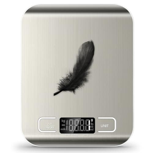 Food Scale, 11lb Kitchen Scale with 6 Units Tare Function & LCD Display, 0.05oz/1g Stainless Steel Digital Food Scale Grams and Ounces for Baking, Cooking, Dieting and Meal Prep (Batteries Included)