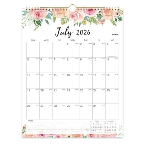 2026-2027 Wall Calendar - July 2026 - December 2027, 2026-2027 Calendar, 18 Months Calendar with Julian Date, 11.4" x 14.5", Premium Paper, Twin-Wire Binding, Floral