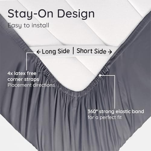 Bambaw 100% Viscose Derived from Bamboo Fitted Sheets King Size, Cooling Fitted Sheets King Size, 16’’ Deep Pocket King Size Fitted Sheet Only, Breathable King Size Bottom Fitted Sheet Only (Charcoal) 5