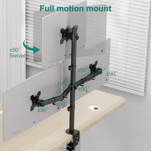 ErgoFocus Triple Monitor Stand, Desk Mount for Three Screens up to 32 Inch, Stacked Monitor Arm for 3 Monitors Max 17.6lbs per Arm, Height Adjustable, Tilt, Swivel VESA Mount 75/100x100mm 7