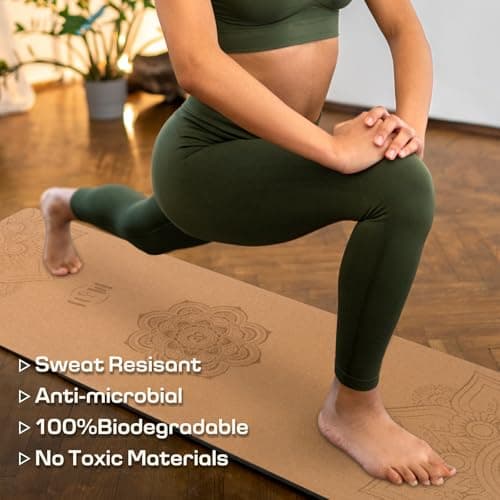 U&M 72'' x 26'' Cork Hot Yoga Mat (5mm Thick) - Natural Tree Rubber Base & Cork Surface, Absorbs Sweat & Non-Slip, Provides Sufficient Support for Hot Yoga/Pilates/Fitness (7.5lbs) 6