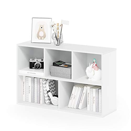 Furinno LUDER Book Shelf, 5-Cube Bookshelf, Reversible Bookcase, 9.4 x 19.5 x 31.5, for Living Room, Bedroom, Home Office, White