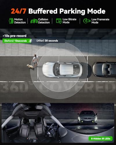 【Bundle: Vantrue E360 5.2K 360° Panoramic Dash Cam + Hardwire Kit】 5GHz WiFi&GPS, Dual STARVIS 2, HDR,8 IR Night Vision, Voice Control, Touchscreen, 24/7 Buffered Parking Mode, Support 512GB Max 5