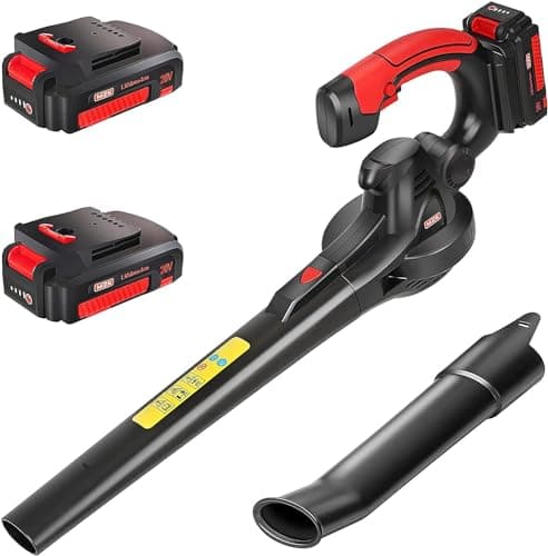MZK Cordless Leaf Blower,20V Battery Powered Electric Blower for Lawn Care, Electric Lightweight Leaf Blower for Blowing Leaves, Patio Cleaning, Lawn Care and Dust(2 * 2Ah Battery & Charger Included)