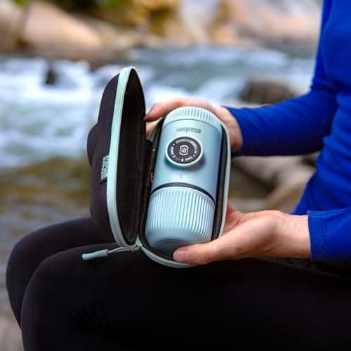 WACACO Nanopresso Portable Espresso Maker Bundled with Protective Case, Upgrade Version of Minipresso, Mini Travel Coffee Machine, Perfect for Camping, Travel and Office (New Elements Arctic Blue) 5