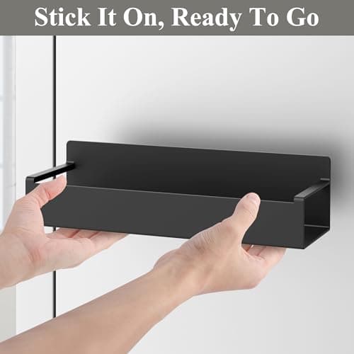 HuggieGems 4 Pack Magnetic Spice Rack Organizer for Refrigerator and Oven, Black Fridge Organizers and Storage for Kitchen 5